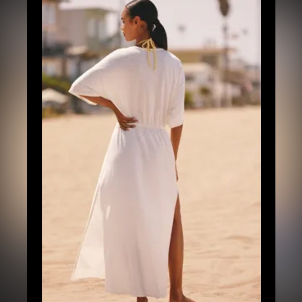 Anthropologie White V-Neck Maxi Dress with Twist Front. NWT - Picture 2 of 5
